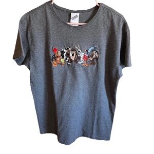 Vintage Warner Bros Studio Store Looney Tunes Embroidered Tee Shirt Size M